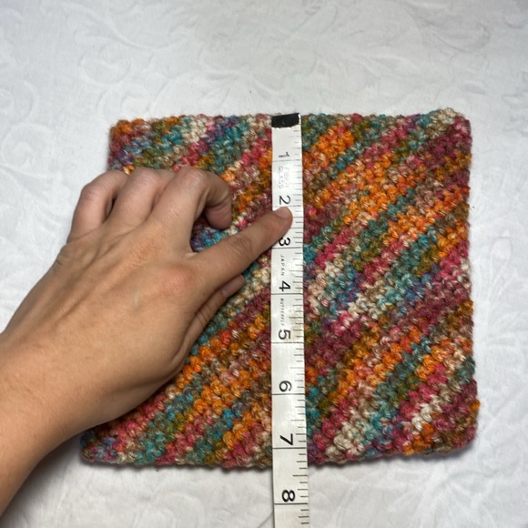 New Handmade Oven Mit Knit Double Thick HotPad Trivet Crochet Orange Variegated - Picture 5 of 5